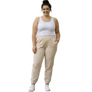 Lululemon Pants Womens 18 Tan Relaxed Fit Jogger 100% Cotton Pockets LW5DP9S